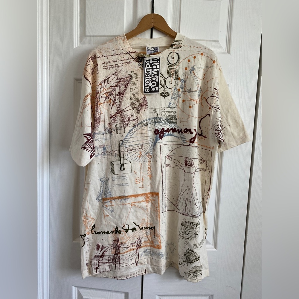 Vintage 90s Leonardo Da Vinci Roma Art T Shirt